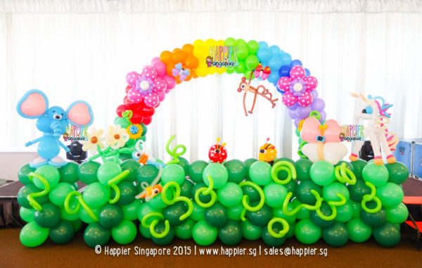 Rainbow garden stage balloon arch and landscape decoration