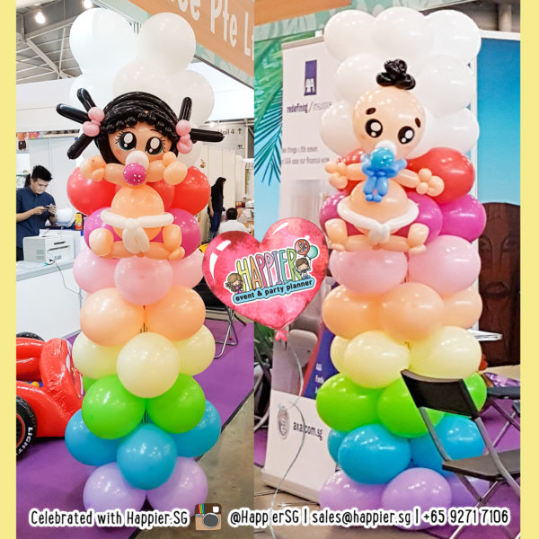 Baby shower balloon columns pillars